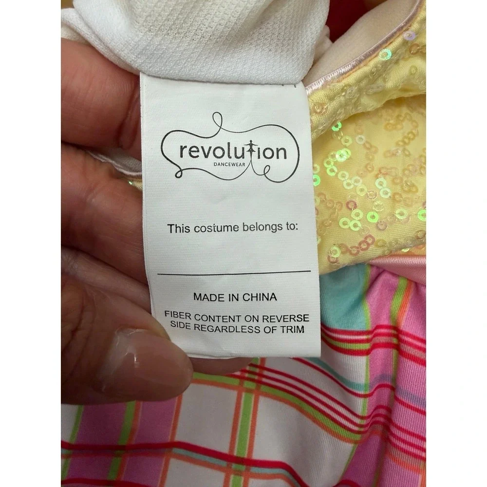 Revolution Dancewear Plaid Sequin Tutu Costume Dress SC Girls Yellow Pink
